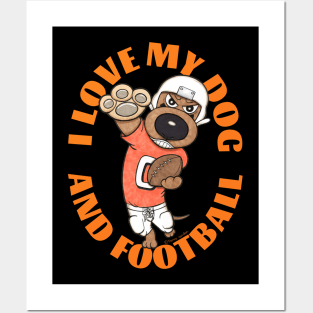 Cute Funny Doxie Dachshund Dog Football Player Posters and Art